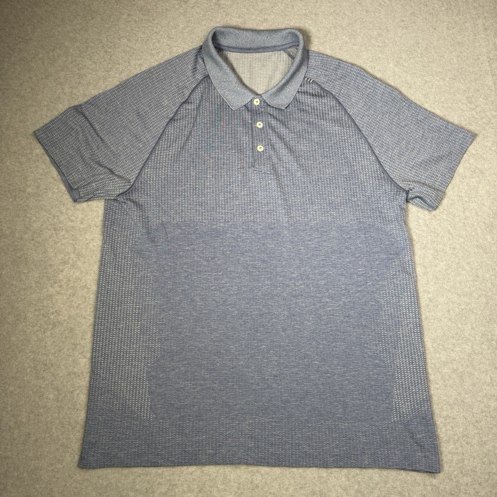Lululemon Metal Vent Tech Polo Shirt Men's XL Blue Heather Short Sleeve Athletic